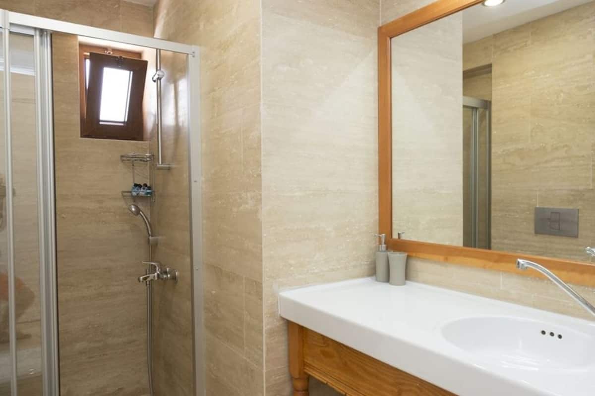 shower, free toiletries, hair dryer, slippers