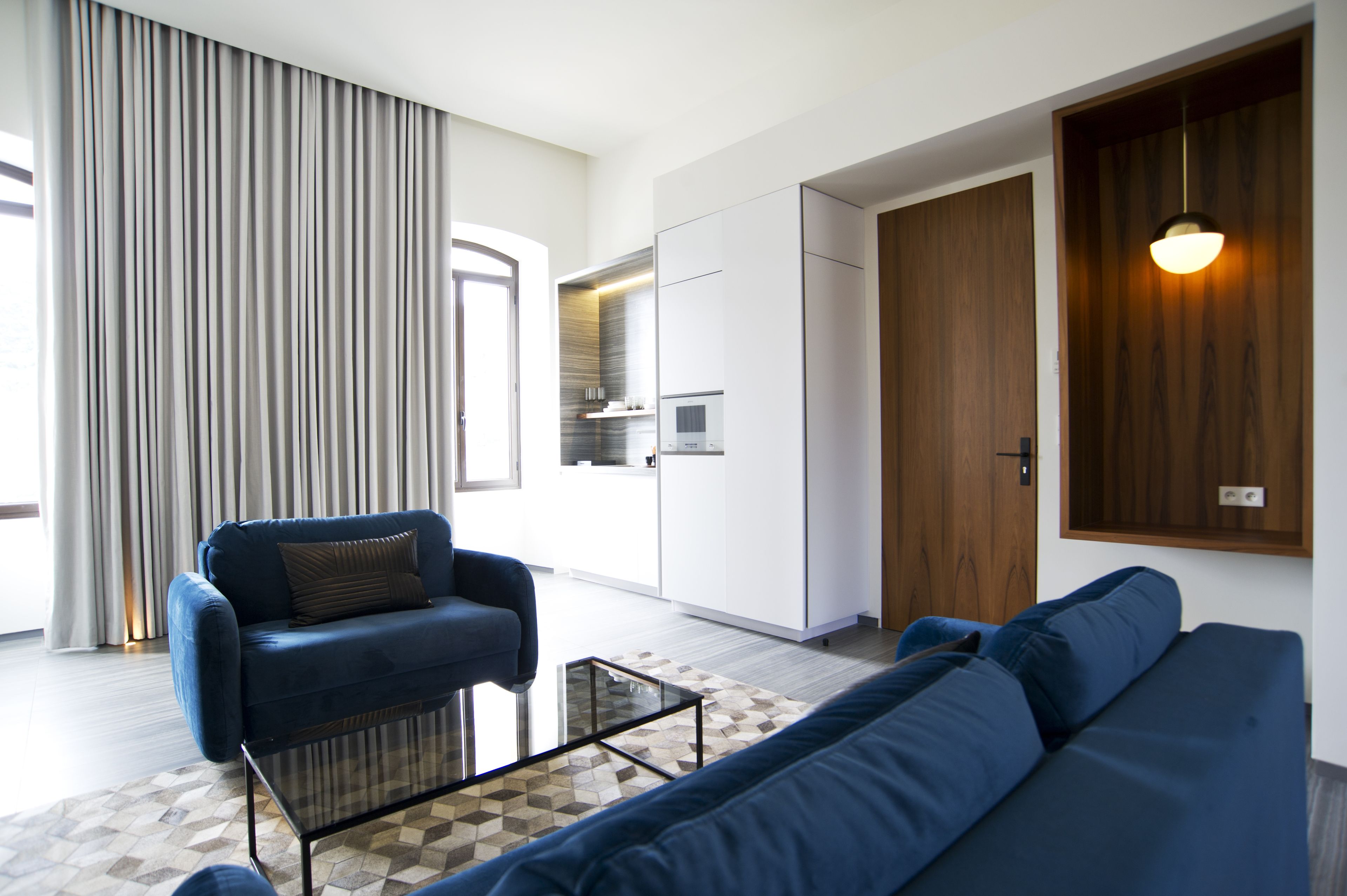 master suit port view | living area | flat-screen tv