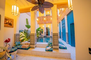 Indoor pool, pool loungers