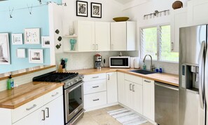 Großer Kühlschrank, Mikrowelle, Ofen, Herdplatte