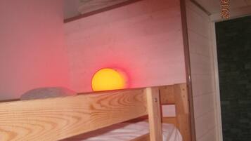 2 bedrooms, iron/ironing board, travel crib