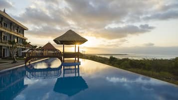 Outdoor pool, sun loungers