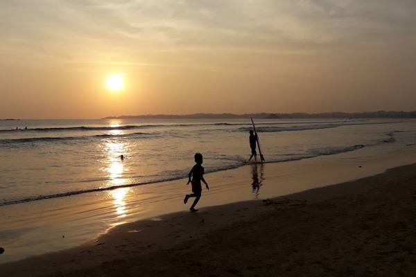 On the beach, white sand