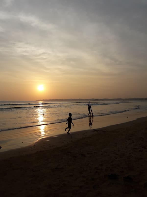 On the beach, white sand