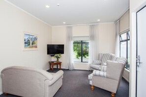 Televisión de pantalla plana, reproductor de DVD y juguetes