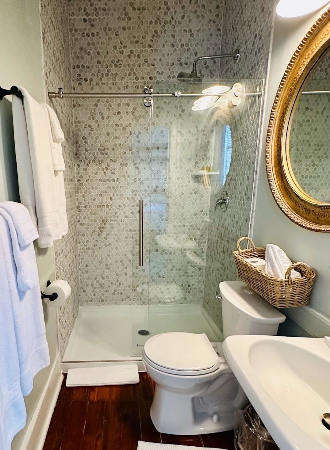 Coastal Room. King, ensuite walk-in shower. | Bathroom | Designer toiletries, hair dryer, bathrobes, towels