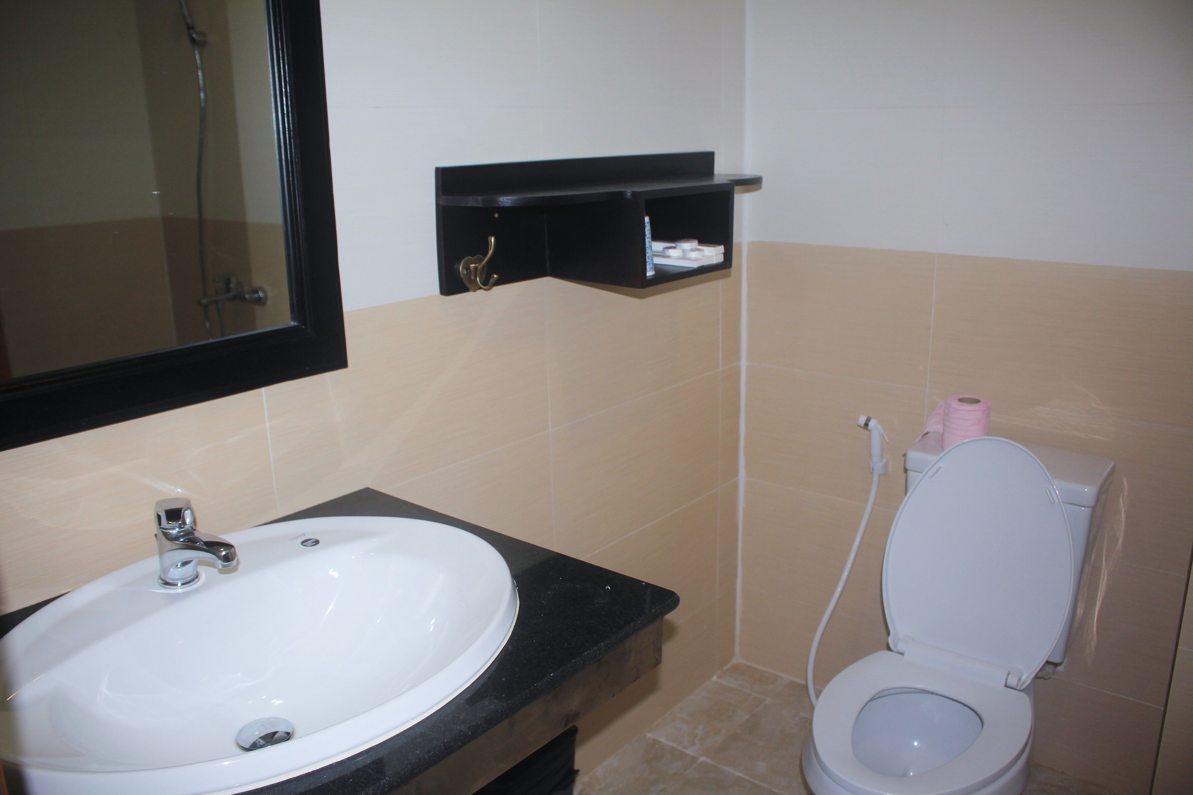 free toiletries, slippers, towels