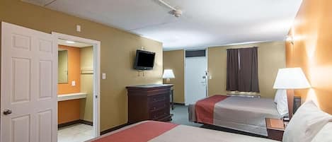 Room, 2 Double Beds | Desk, free WiFi, bed sheets