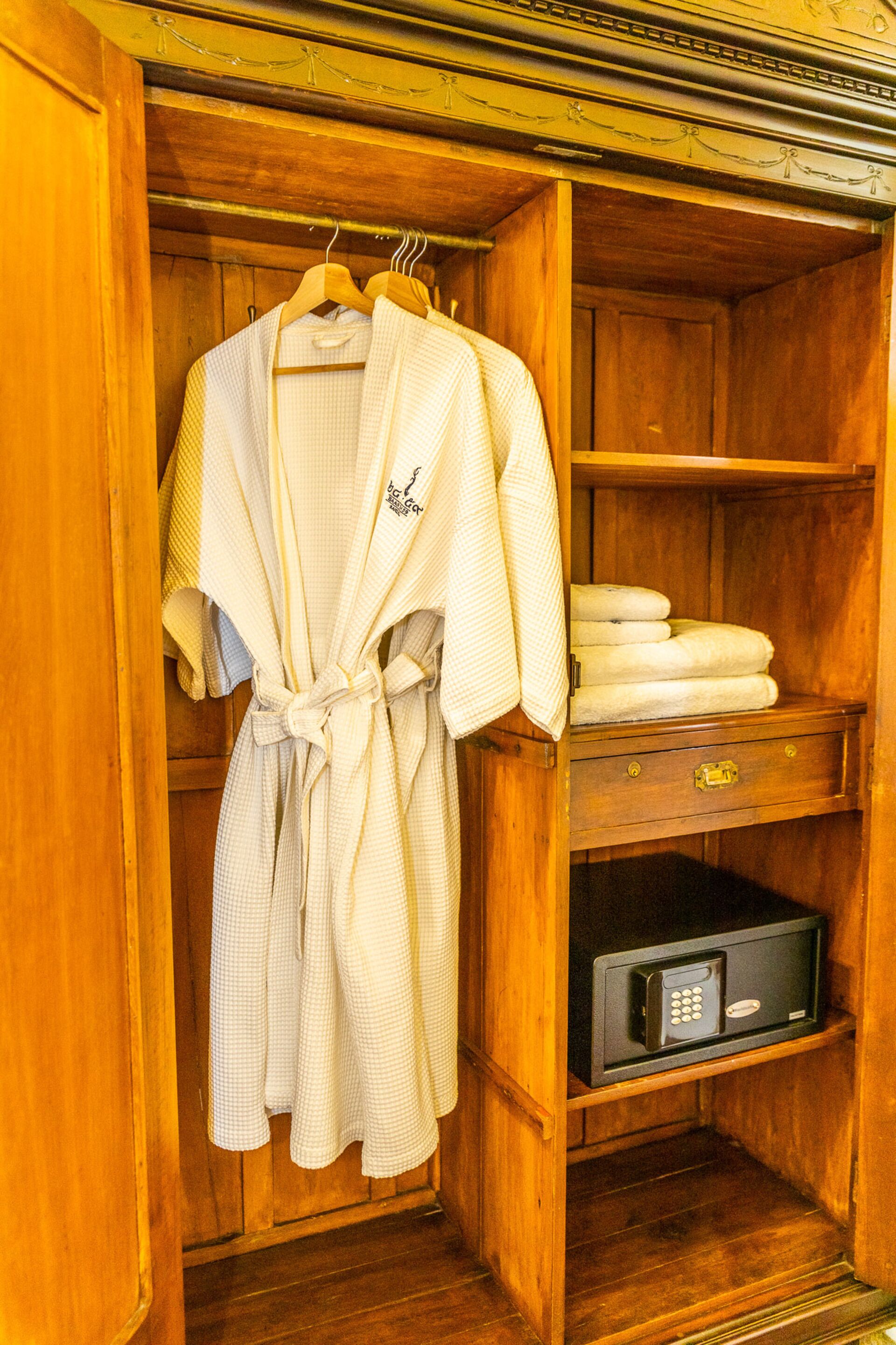 free toiletries, hair dryer, bathrobes, towels