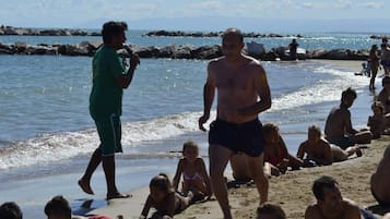 On the beach, scuba diving