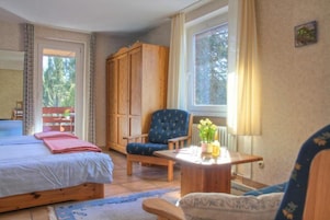 Double Room, Guesthouse Birke | 起居区 | 30-英寸纯平电视 （配备卫星频道）、电视