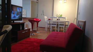 42-inch flat-screen TV with cable channels, plasma TV