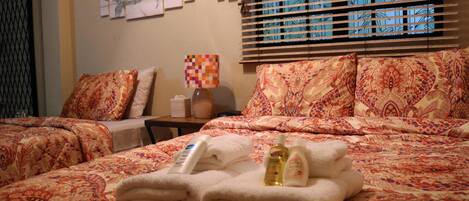 Blackout curtains, iron/ironing board, free WiFi