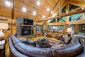 TV, fireplace, DVD player, books