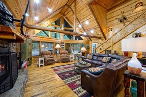 TV, fireplace, DVD player, books