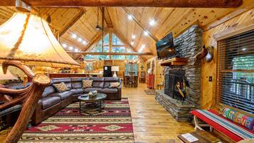 TV, fireplace, DVD player, books