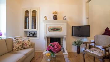 Televisión y chimenea