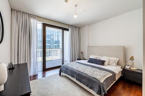 Appartement Premier, 2 chambres, vue sur la ville | 1 chambre, décor unique, ameublement unique, rideaux d’obscurcissement