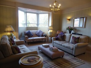 Smart TV, fireplace, DVD player, books