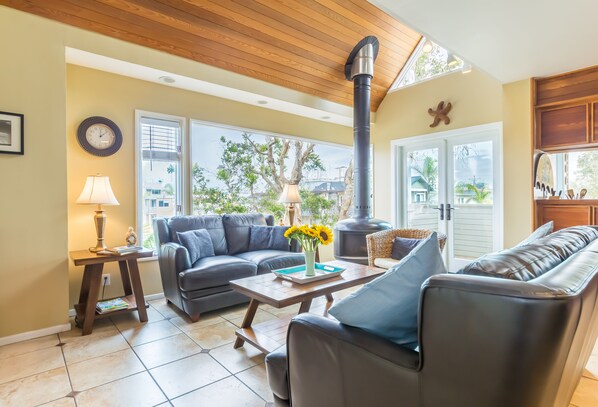 Una Smart TV, una chimenea, un reproductor de DVD