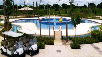 4 outdoor pools, cabanas (surcharge), lifeguards on site