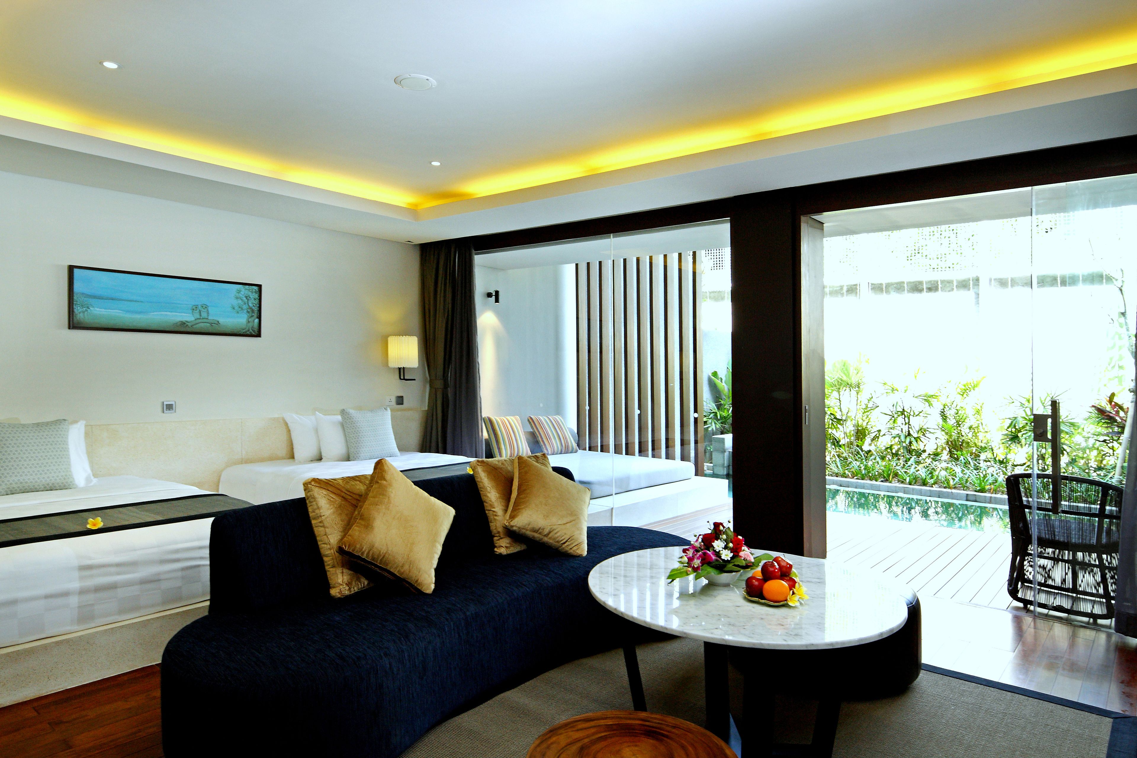 suite, private pool | living area | led tv