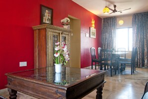 Deluxe Apartment, 2 Bedrooms, Kitchen, Courtyard View | Living room | 20-inch flat-screen TV with cable channels, TV - Landmark Asia Serviced Apartments (Mumbai)