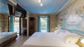 Luxury-Suite, Balkon, Blick auf den Innenhof | BettwÀsche aus Àgyptischer Baumwolle, hochwertige Bettwaren