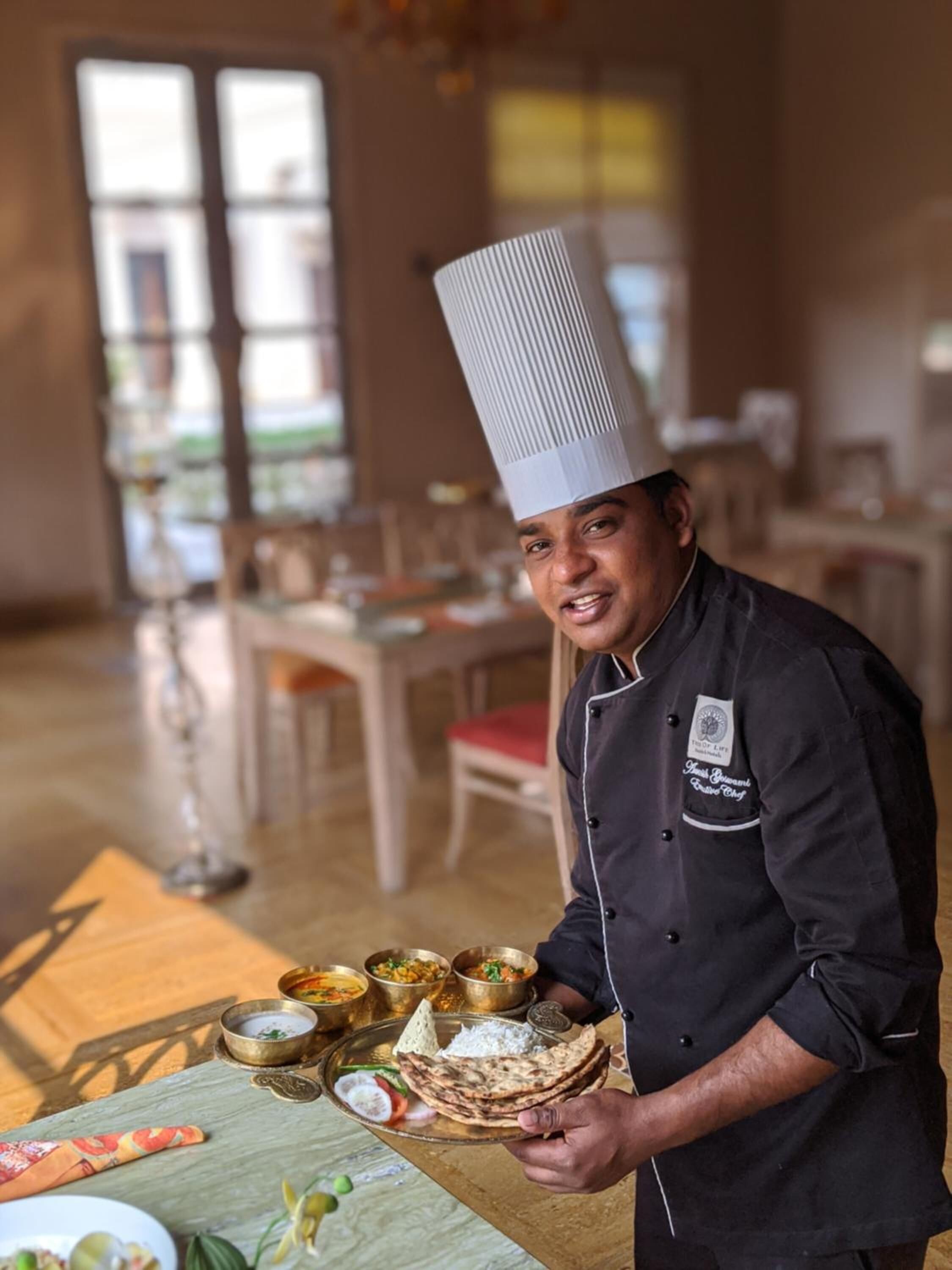 International cuisine, garden views 