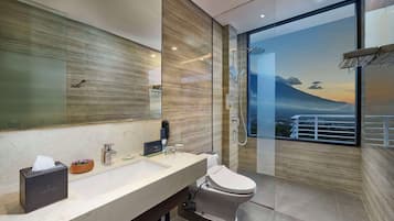 Eco-friendly toiletries, hair dryer, towels, soap