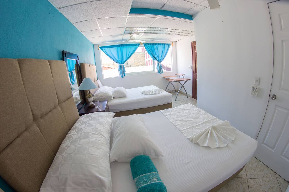 Premium bedding, Select Comfort beds, desk, laptop workspace