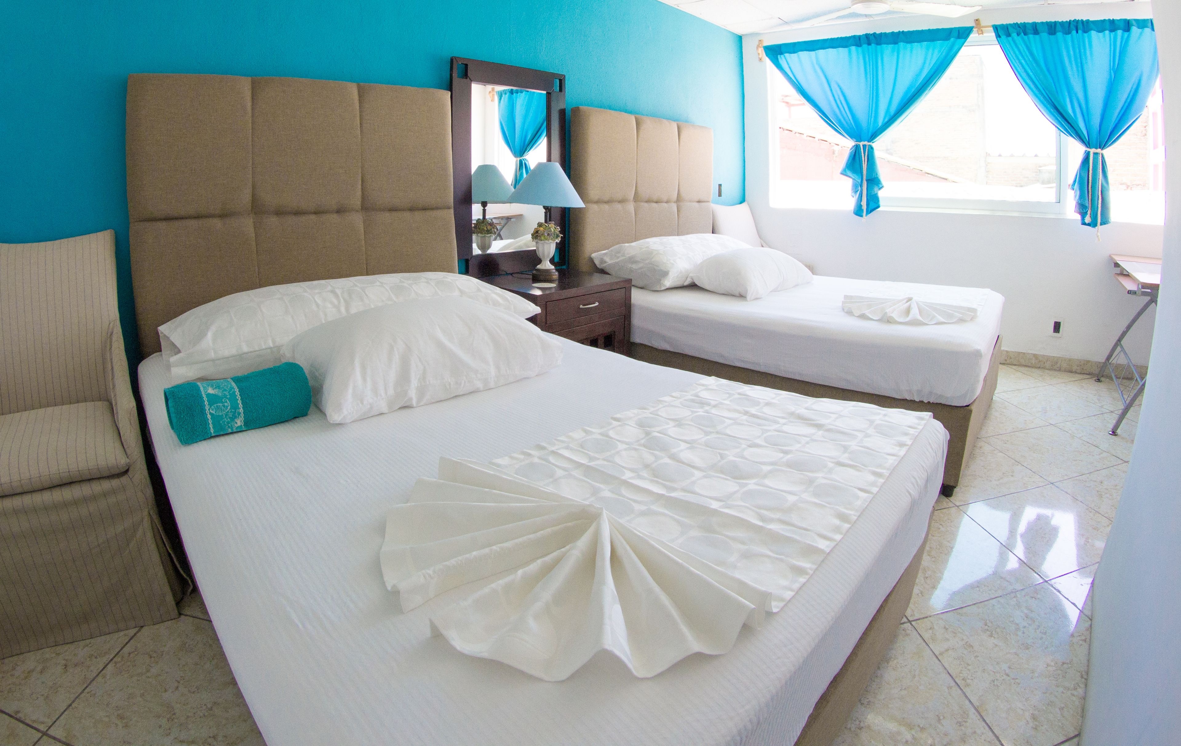 Premium bedding, Select Comfort beds, desk, laptop workspace