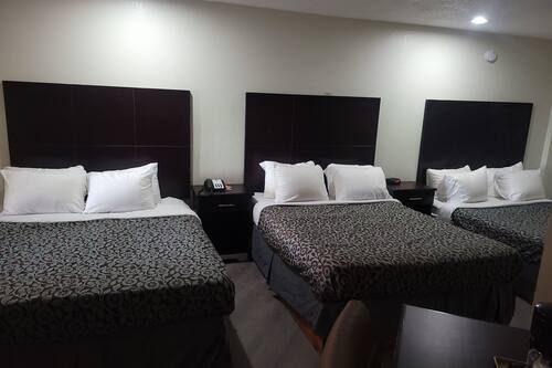 Chambre, Plusieurs lits, non-fumeur (Efficiency) | Décor unique, ameublement unique, bureau, rideaux d’obscurcissement