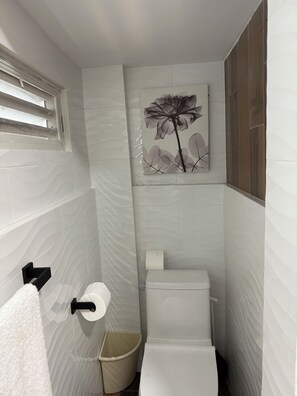 Hårføner, håndklær, såpe og sjampo