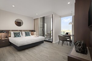 In-room safe, desk, laptop workspace, soundproofing