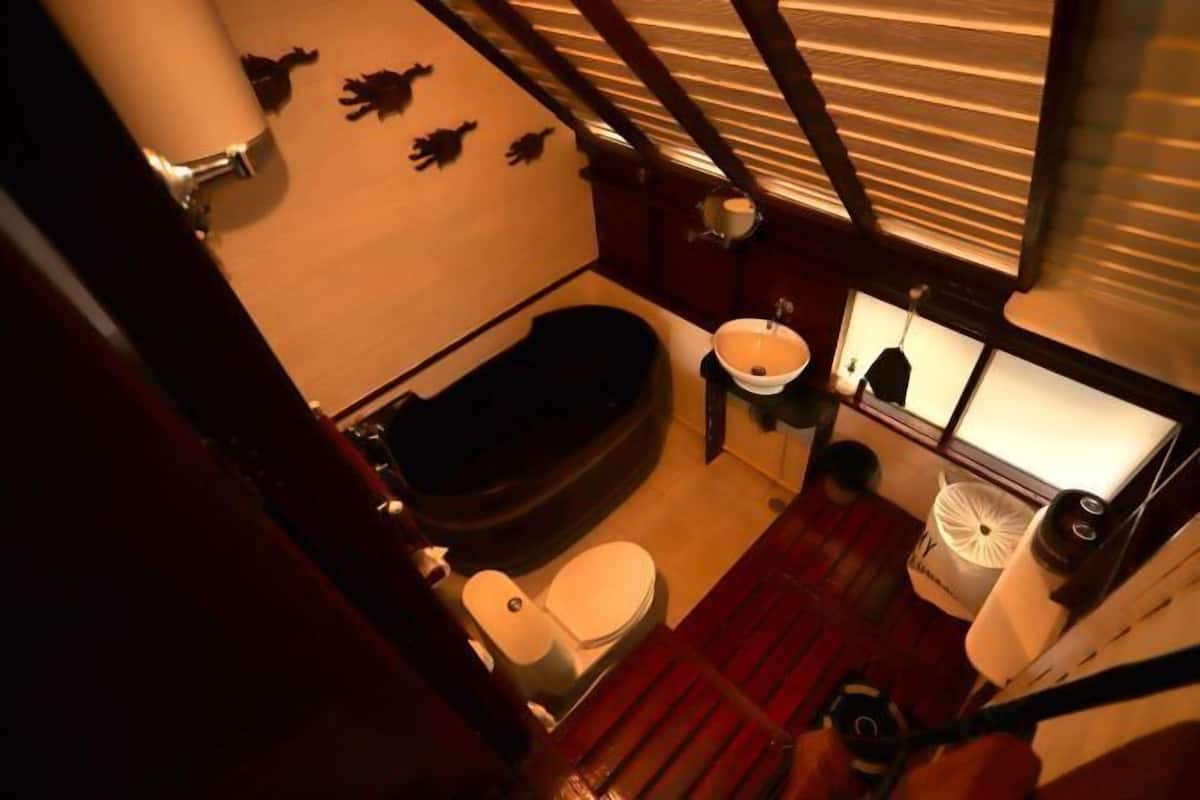 Bathroom | Free toiletries, hair dryer, bathrobes, towels