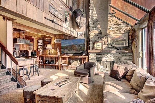 Condo, 6 Bedrooms | Living area | Flat-screen TV, fireplace, DVD player