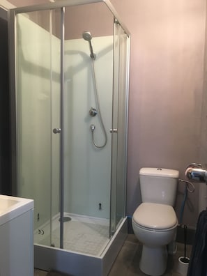 Chambre Double | Salle de bain | Douche, articles de toilette gratuits, sèche-cheveux