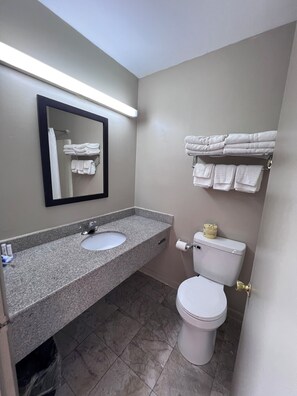 Suite | Badkamer | Een bad/douchecombinatie, gratis toiletartikelen, een haardroger