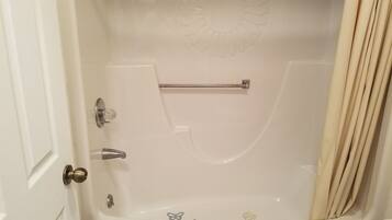 Basic Double Room, 2 Double Beds | Bathroom shower