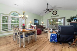 Smart TV, DVD player, books, stereo