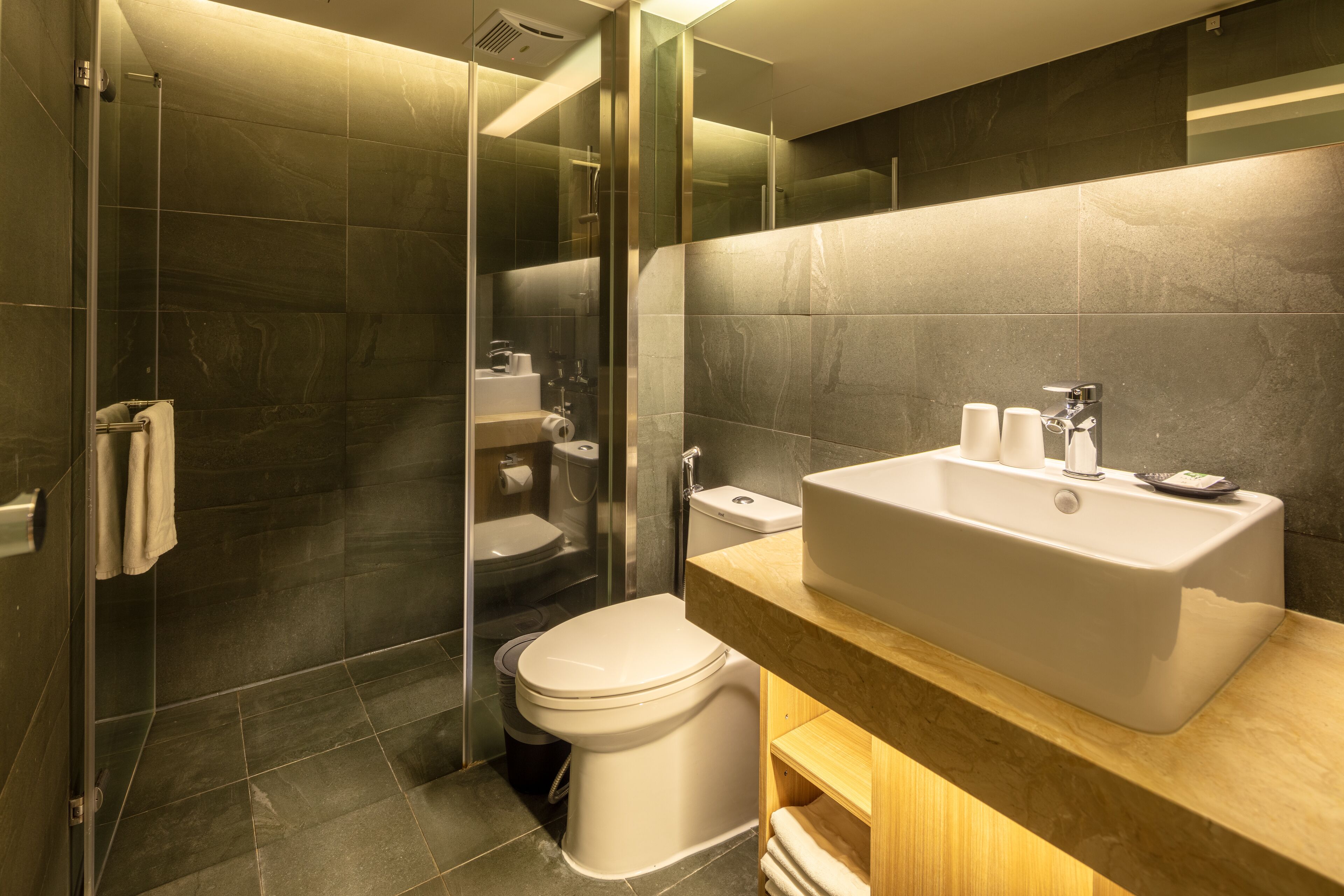 executive twin room, 2 single beds | bathroom | hair dryer, slippers, towels, shampoo