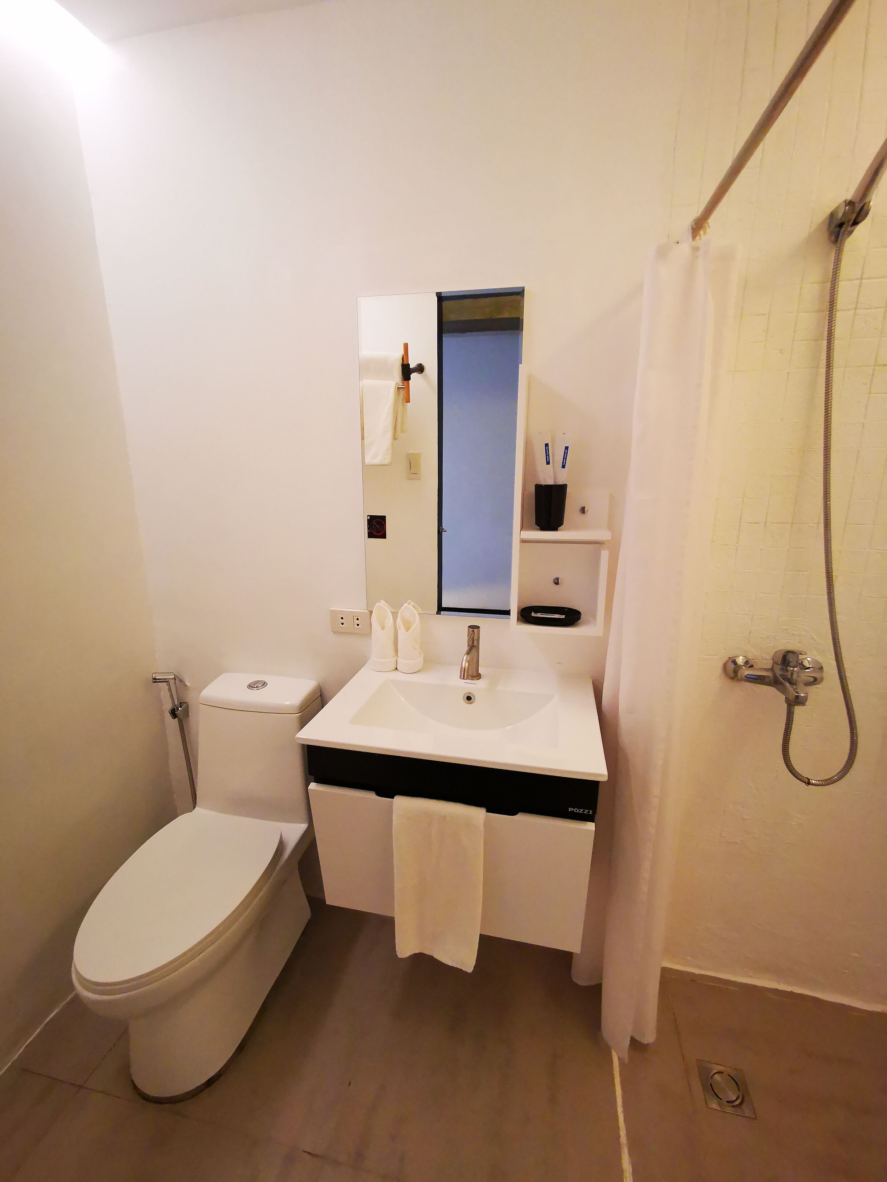 shower, free toiletries, hair dryer, bidet