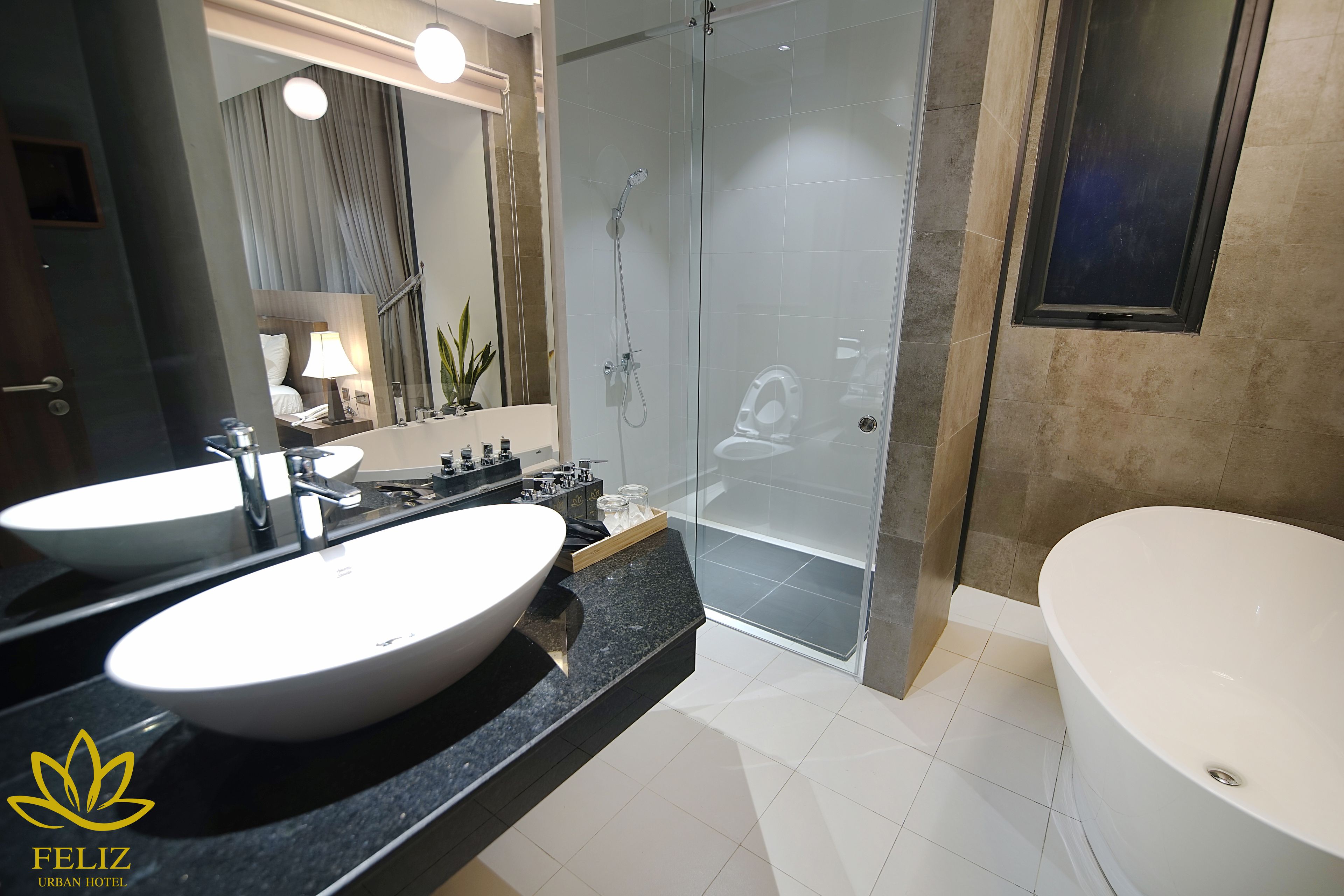 free toiletries, hair dryer, bathrobes, slippers