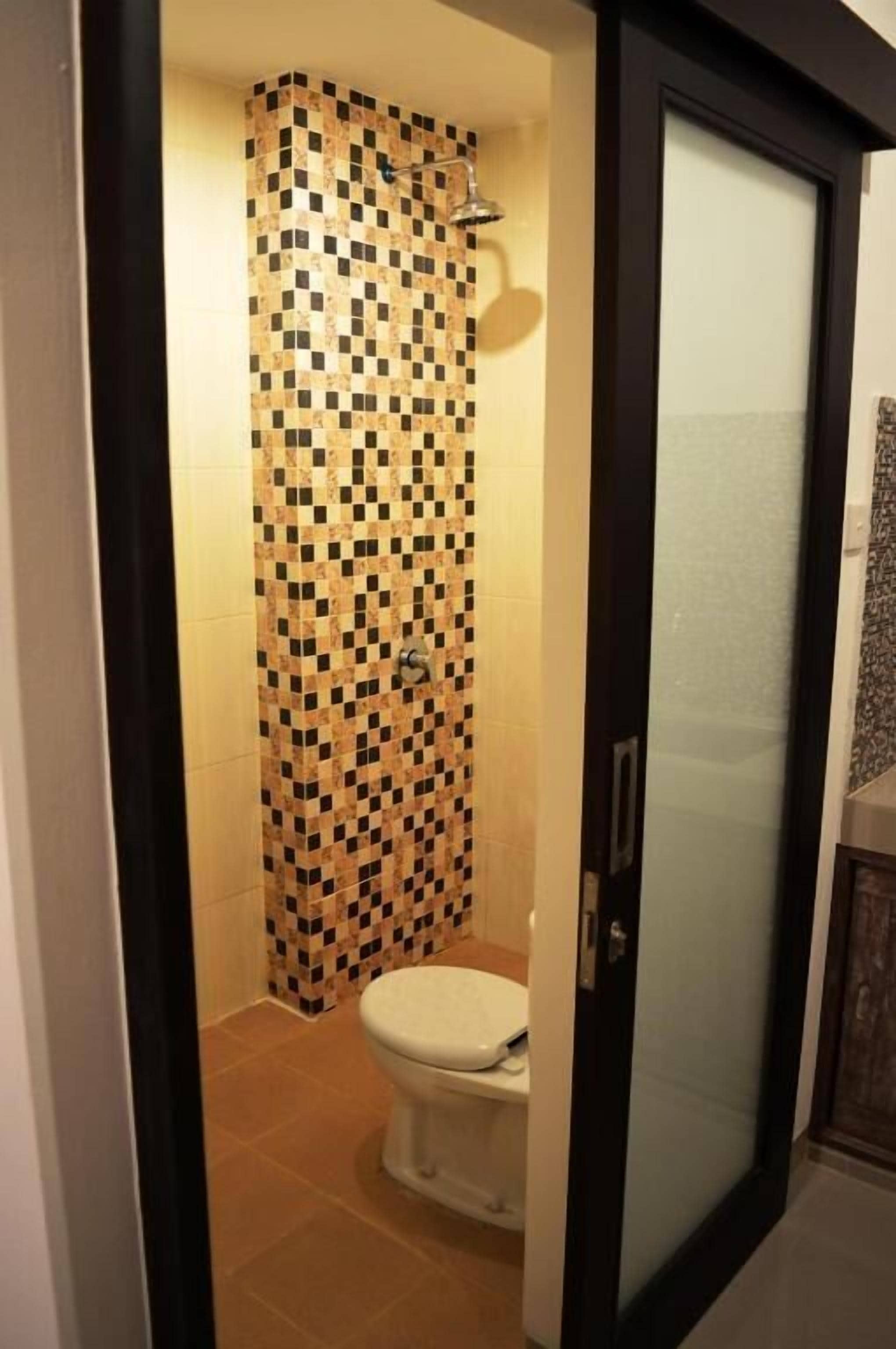 shower, dressing gowns, towels