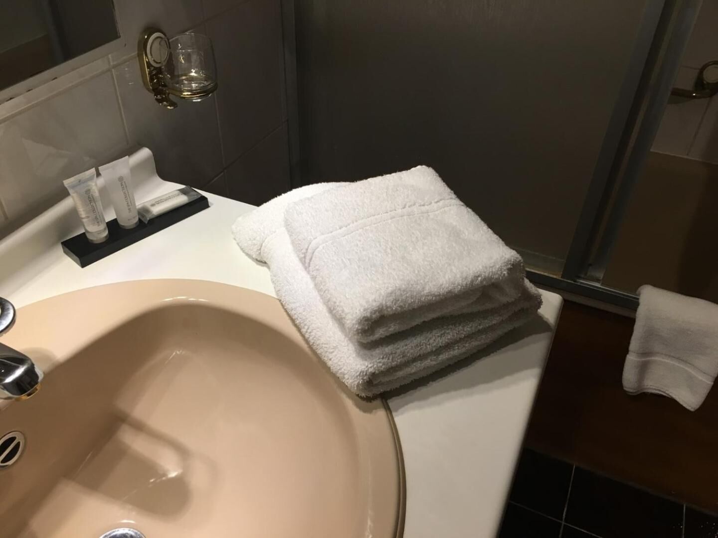 free toiletries, hair dryer, towels