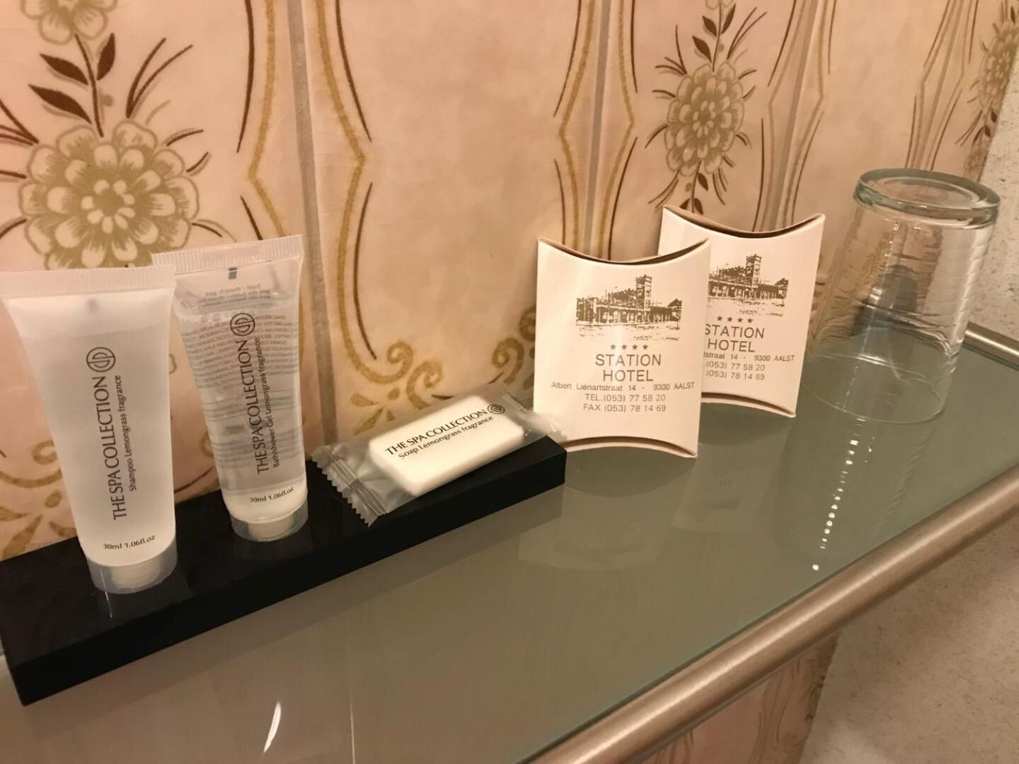 free toiletries, hair dryer, towels