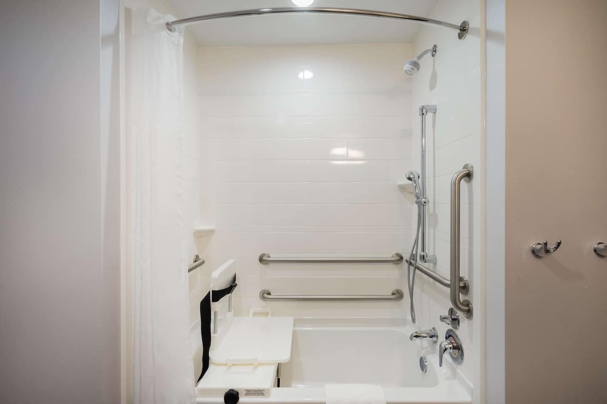 free toiletries, hair dryer, slippers, towels