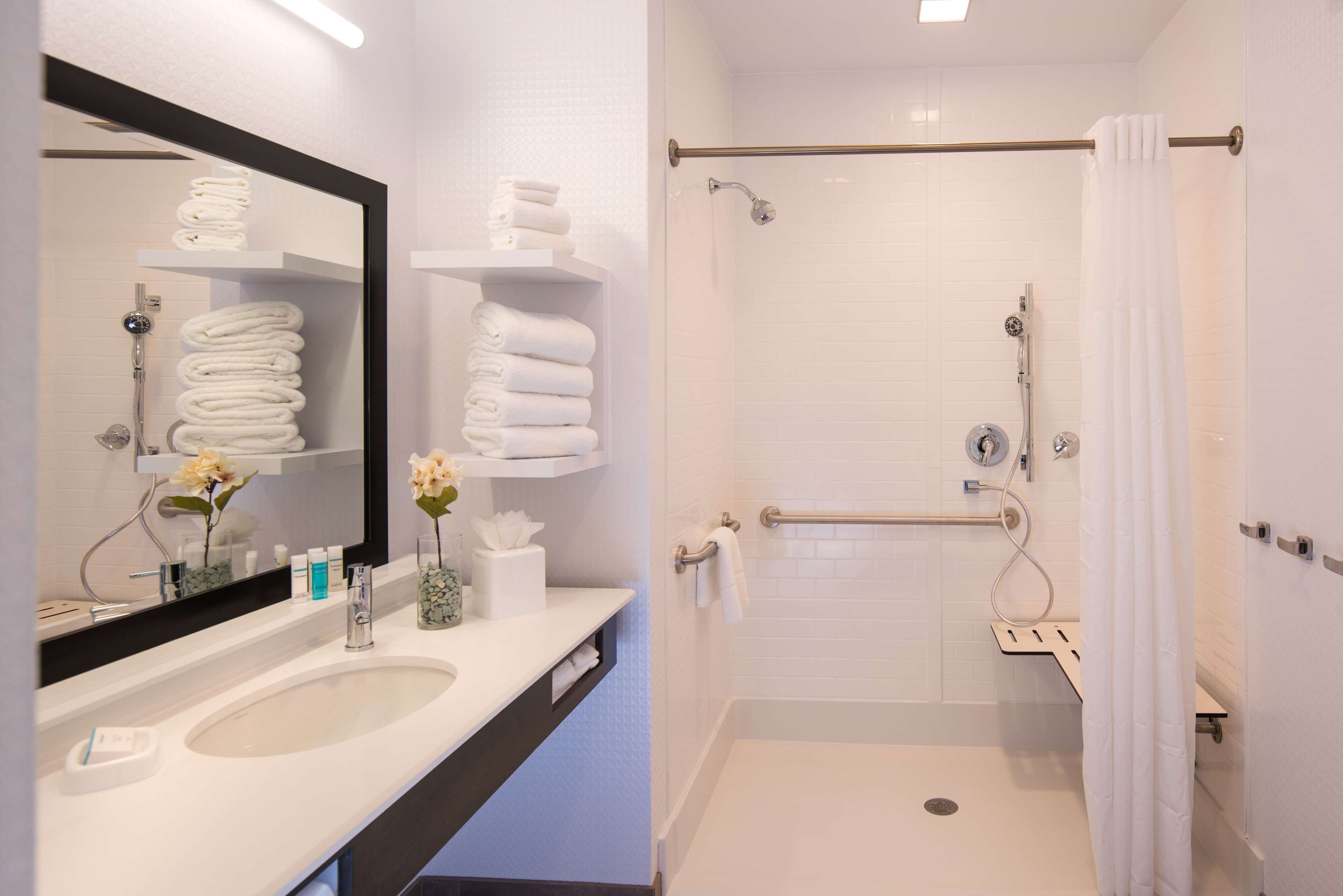 free toiletries, hair dryer, towels