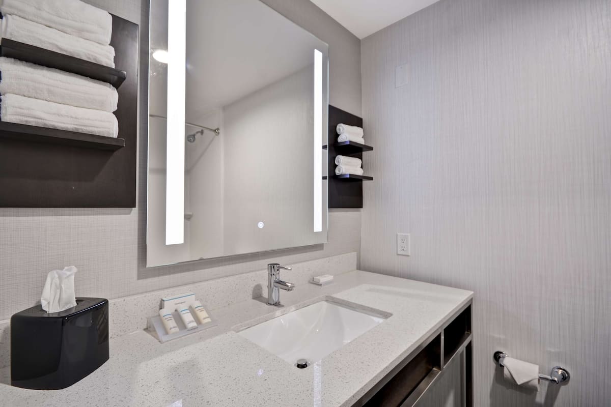 free toiletries, hair dryer, towels